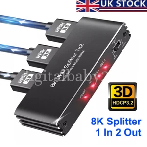 NEW 8K 60Hz HDMI Splitter Duplicator 1in 2 out 4K 120Hz Support EDID Audio Video - Picture 1 of 26