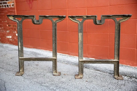 Antique Cast Iron Table Legs New Britain Machine Co industrial workbench desk Cover