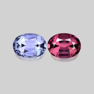 2.51cts CALIBRATED 8x6mm OVAL CUT NATURAL TANZANITE TOURMALINE REVERSE PAIR - Picture 1 of 1