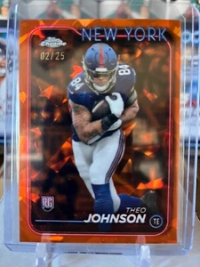 2024 Topps Chrome Sapphire 257 Theo Johnson RC ORANGE REGRACTOR 2/25 Giants - Picture 1 of 3