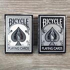 2 x Bicycle Playing Cards Black & Silver #1128 White & Silver #2128 Poker New