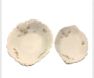 Antike Weimar Germany Servierschalen mit 1880’er grüner Markierung & Blumenmuster - Bild 1 von 4