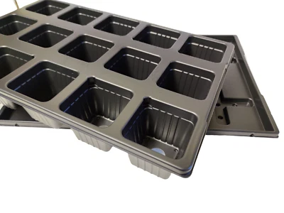 Quickpott Quickpot Topfplatte Multitopfplatte QP15 + Untersetzer 15 Töpfe 8x8x8 - Bild 1 von 4