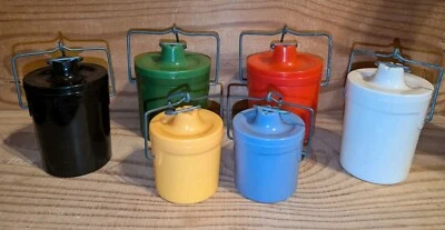 Lot Of 6 MCM Vintage Thermal Picnic Jar Plastic 8-12oz. Kitchen Kitch Retro - Image 1 of 4