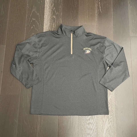 Anaheim Ducks Activewear Pullover Mens XL Gray 1/4 Zip Long Sleeve NHL Outdoor Cover