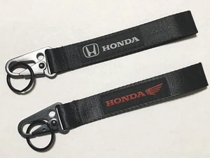Honda BLACK Keychain Wrist Lanyard with Metal Keyring - FREE SHIPPING - Picture 1 of 3