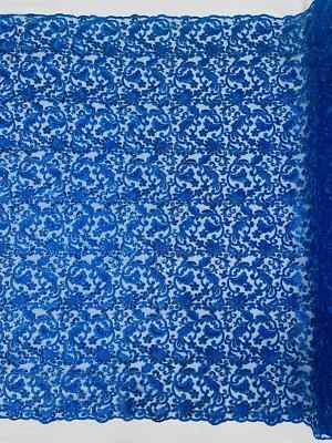 Tela metálica de encaje floral - azul real - lentejuelas florales bordadas por yarda Foto 1 de 4