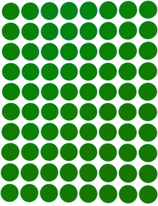 Pegatinas de punto verde en varios tamaños (8 mm-38 mm) etiqueta de código de color en 15 hojas - Imagen 1 de 31