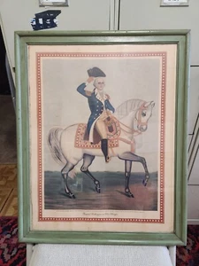 George Washington On White Charger 19 x 23 Framed Vintage Print - Picture 1 of 9