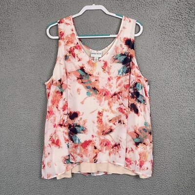Ava And Viv Top Womens 2X Plus Multicolor Sleeveless V Neck Chiffon Layered Tank - Image 1 of 4