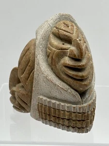 Iroquois Soapstone False Face (3) Carving Signed Derek Williams - Picture 1 of 7