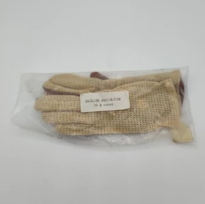 Vtg Equestrian Gloves LADIES SIZE M Tan Leather & Beige Nylon Netting England - Picture 1 of 6