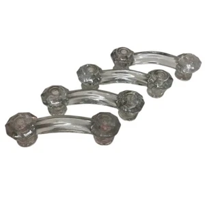 Vintage klar geriffelt Glas Brücke Griff 4" Schublade Zug EINZELNE Hardware Antik - Bild 1 von 6