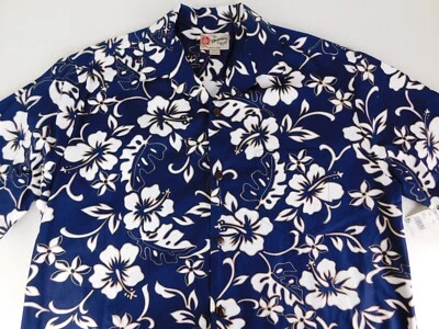 Camisa Hawaiana Hilo Hattie Para Hombres Diseñador Azul Marino Floral XL NUEVA Foto 1 de 4
