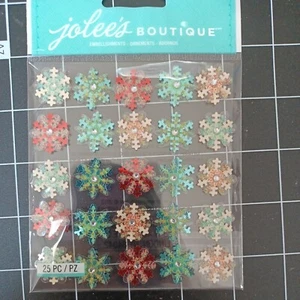 SCRAPBOOK STICKER Winter snow snowflake storm 25pc glitter party turquoise cream - Picture 1 of 2