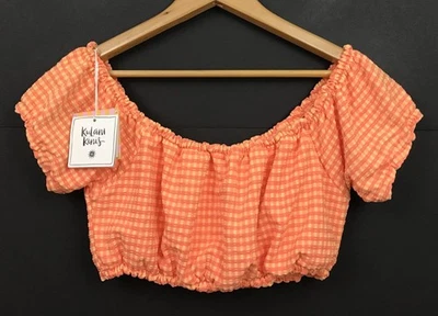 Nuevo con etiquetas Kulani Kinis Fuera del Hombro Bandeau Bikini Top Madreselva Naranja Talla M Foto 1 de 4