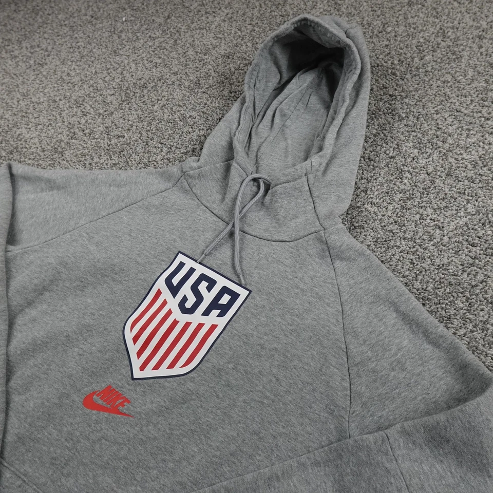 Sudadera con Capucha de Fútbol de EE. UU. Para Hombres M Gris Nike Polar Pullover Sudadera USMNT Fútbol Logo Foto 1 de 4
