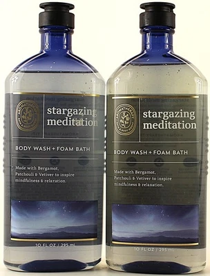 QTY 2 - Bath & Body Works STARGAZING MEDITATION Body Wash Foam Bath 10oz - Immagine 1 di 2