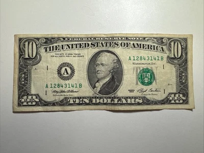 1993 Series $10 Dollar Bill Banknote Old Design US Federal Reserve Note Vintage - Image 1 of 2