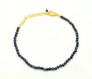 Hermosa pulsera de piedras preciosas redondas facetadas de lapislázuli de 2-3 mm con cuentas para mujer 6-8" - Imagen 1 de 12