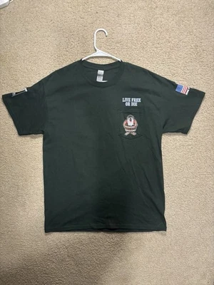 GreyBeards Tavern T-Shirt Mens Large Green Live Free or Die Biker Bar USA Tee - Image 1 of 4