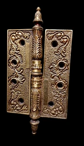 JUEGO DE 6 BISAGRAS DE PUERTA DE LATÓN VICTORIANO ORNAMENTADAS VINTAGE DECORATIVAS COLECCIONABLES - Imagen 1 de 6