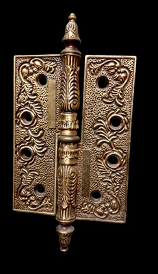 JUEGO DE 6 BISAGRAS DE PUERTA DE LATÓN VICTORIANO ORNAMENTADAS VINTAGE DECORATIVAS COLECCIONABLES Foto 1 de 4