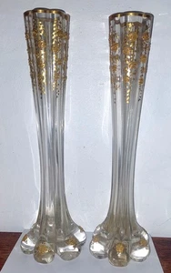 PAAR VASEN SOLIFLORE EMAILLE ROSEN RELIEF GOLD LEGRAS ? - Bild 1 von 9