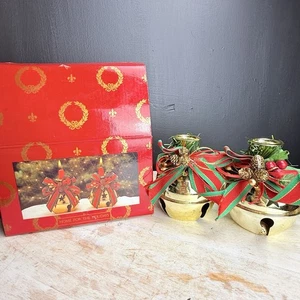 Casa Per Le Festività Campanella Natalizia Portacandele 2 Con Scatola Ottone Placcato  - Foto 1 di 6