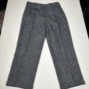 VTG AKA Eddie Bauer Men's 35x30 Salt & Pepper Heavy Wool Trousers Pants Slacks - Picture 1 of 9