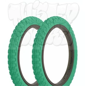 PAIR Duro Comp III BMX Dirt Kids Bike Replacement Tires 16 x 2.125 Green - Picture 1 of 2