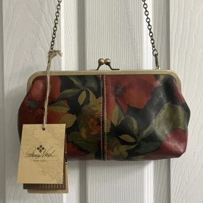 Patricia Nash Mia Kisslock 花卉离合器可拆卸链条带皮革外部 — 第 1/4 张图片