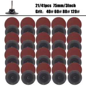 ​21/41pcs 75mm 3" R Type Sanding Disc Roll Lock Surface Pads Polishing Sandpaper - Picture 1 of 9