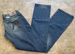 NEW Womens REPLAY DESIGNER Jeans 28x34 Gold Embellished R with Buttonfly WV524H - Picture 1 of 5