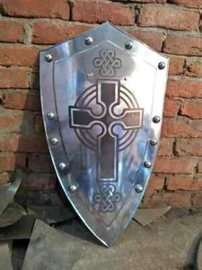 Scudo Templare Medievale Pronto Battaglia Cavaliere Crociato Metallo Larp Sca Armatura Regalo - Foto 1 di 3