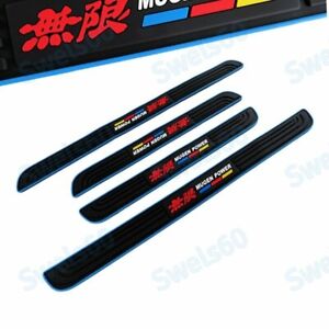 4PCS for MUGEN Rubber Car Door Scuff Sill Panel Step Protector Blue Border 9