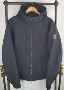 BELSTAFF England Mens Size XL Jacket Softshell Black Fleece Lined Hood Full Zip - Picture 1 of 22