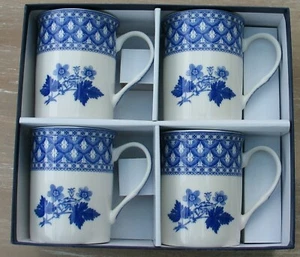 Set Of 4 Spode Blue & White Room Collection Geranium Mug - Picture 1 of 1