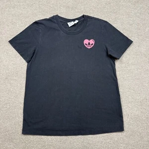 Adidas Shirt YOUTH Medium M Black Short Sleeve Heart Logo Crew Neck Casual GIRLS - Picture 1 of 8