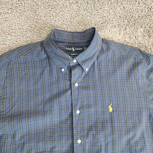 Ralph Lauren Hemd Herren XL blau kariert gelb Pony Classic Fit Langarm Freizeit - Bild 1 von 10