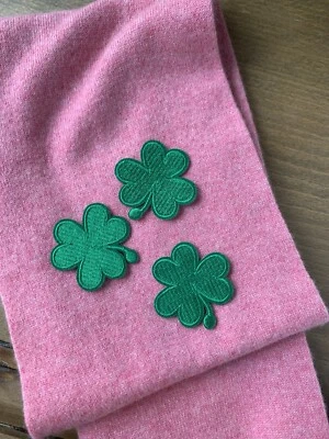 3/pk Embroidered Irish Shamrock Iron On Patch Set- Green Clover St. Patrick’s - Image 1 of 4