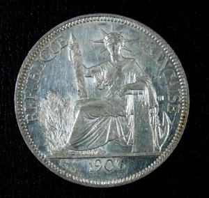 Indochina Indochine 1906 Piastre KM 5a.1. High grade, lustrous coin AU - Picture 1 of 2