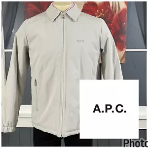 A.P.C. Men Sz Medium Lefty Zip Softshell Bomber Jacket Light Gray Full Zip - Picture 1 of 12