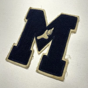 VTG Letterman Varsity Patch Letter M Blue Chenille Felt Sports Athletic Logo - Picture 1 of 11