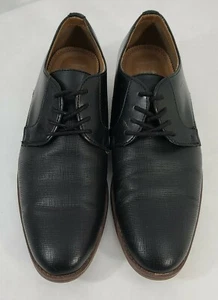 Apt 9 Men's Black Leather Dress Shoes Size 8 Medium RN# 73277 Kohl's Almond Toe - Picture 1 of 12