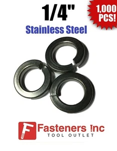 (Qty 1000) 1/4" Stainless Steel Regular Split Lock Washers Type 18-8  - Picture 1 of 3