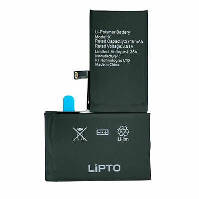LIPTO Battery For IPhone X  2716mAh NEW Adhesive Tape Replacement SAMEDAY SHIP • 11.10$