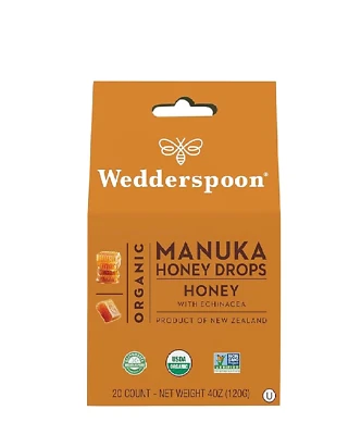 Wedderspoon Organic Manuka Honey Drops Honey & Echinacea 20 Count Pack of 1 Foto 1 de 2