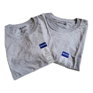 Gildan Plain Cotton T-Shirt Short Sleeve Solid Gray Design Tee Men Tshirt Large - Picture 1 of 4