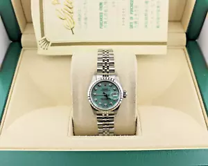 Rolex Ladies Datejust 69240 Blue Diamond Dial SS Jubilee With Papers 26mm - Picture 1 of 11